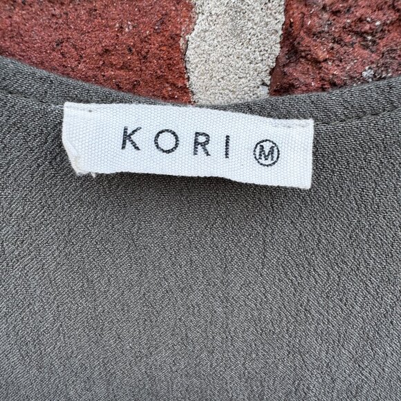 Kori Jumpsuit Overalls Womens Medium Olive Green Cropped Wide Leg Cottagecore - Picture 13 of 14